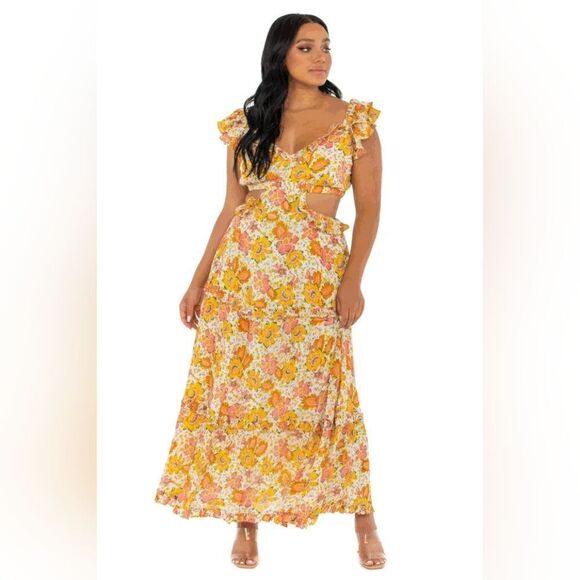 Cleobella Clara Cut Out Ankle Maxi Dress In Lucia Floral Size Large NWT - Picture 9 of 12